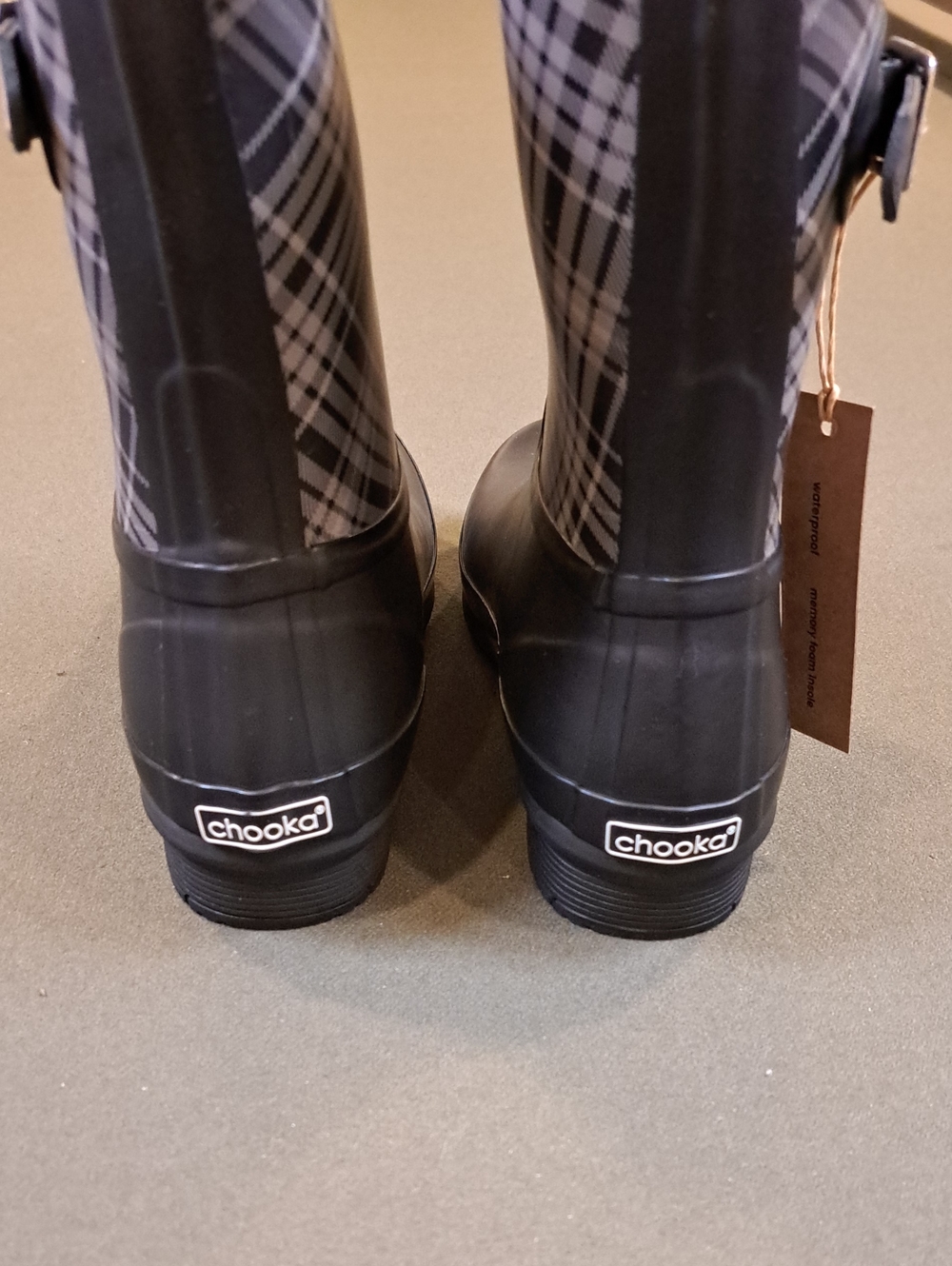 Chooka Blair Plaid Waterproof Rain Boot - Color: Black/Tan - Size: Women 8 - Picture 5 of 11
